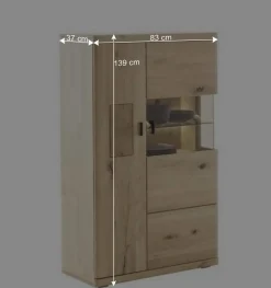 Wohnen Highboard Vitrine aus hellem Asteiche Massivholz - Losiamos