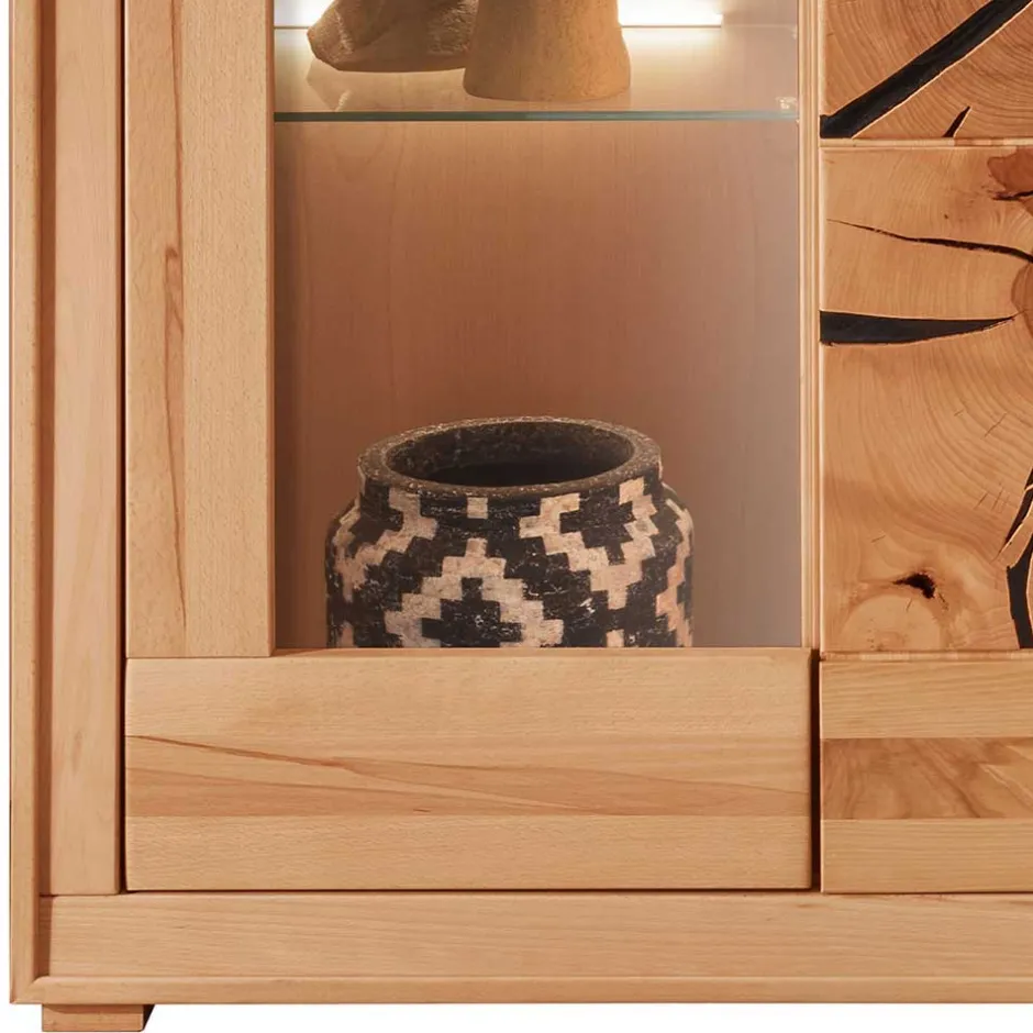 Highboard Vitrine aus Kernbuche Massivholz - Sarosca^Wohnen