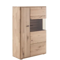 Wohnen Highboard Vitrine in Asteiche Hell - Azzurian