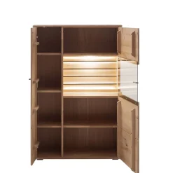 Wohnen Highboard Vitrine in Asteiche Hell - Azzurian