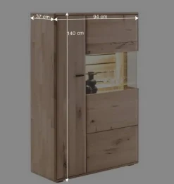 Wohnen Highboard Vitrine in Asteiche Hell - Azzurian