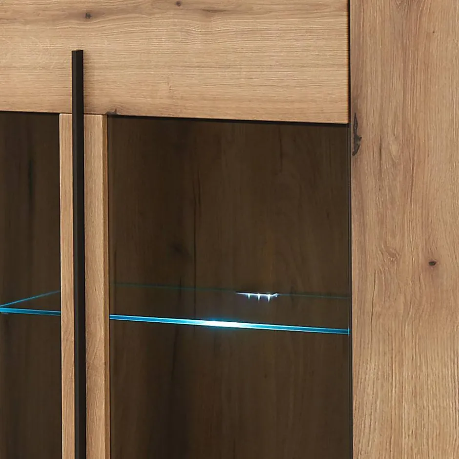 Wohnen Highboard Vitrine in Eiche Dekor - Brocus