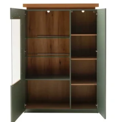 Highboard Vitrine in Graugrün und Eiche - Kwin^Wohnen Discount
