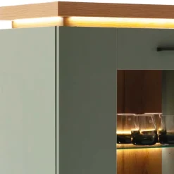 Highboard Vitrine in Graugrün und Eiche - Kwin^Wohnen Discount
