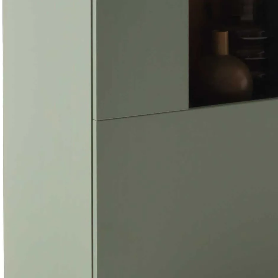 Highboard Vitrine in Graugrün und Eiche - Kwin^Wohnen Discount
