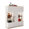 Highboard Vitrine in Soft White und Wildeiche - Yordyn^Wohnen Sale