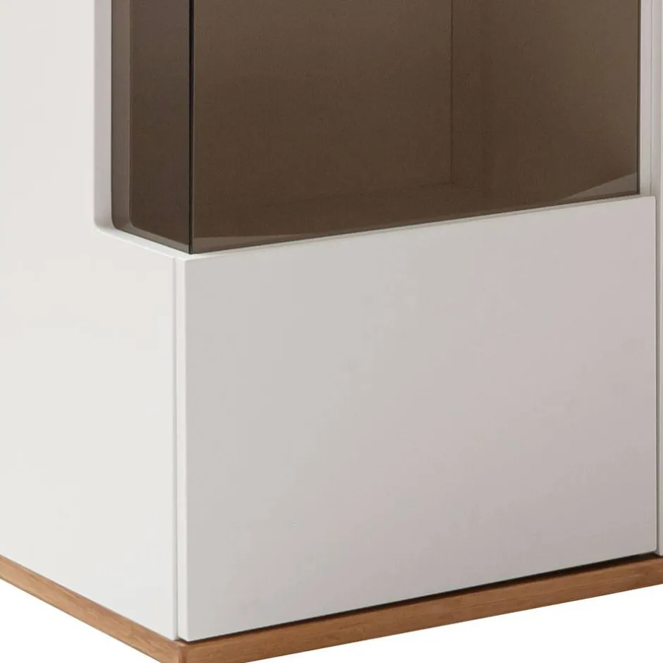 Highboard Vitrine in Soft White und Wildeiche - Yordyn^Wohnen Sale