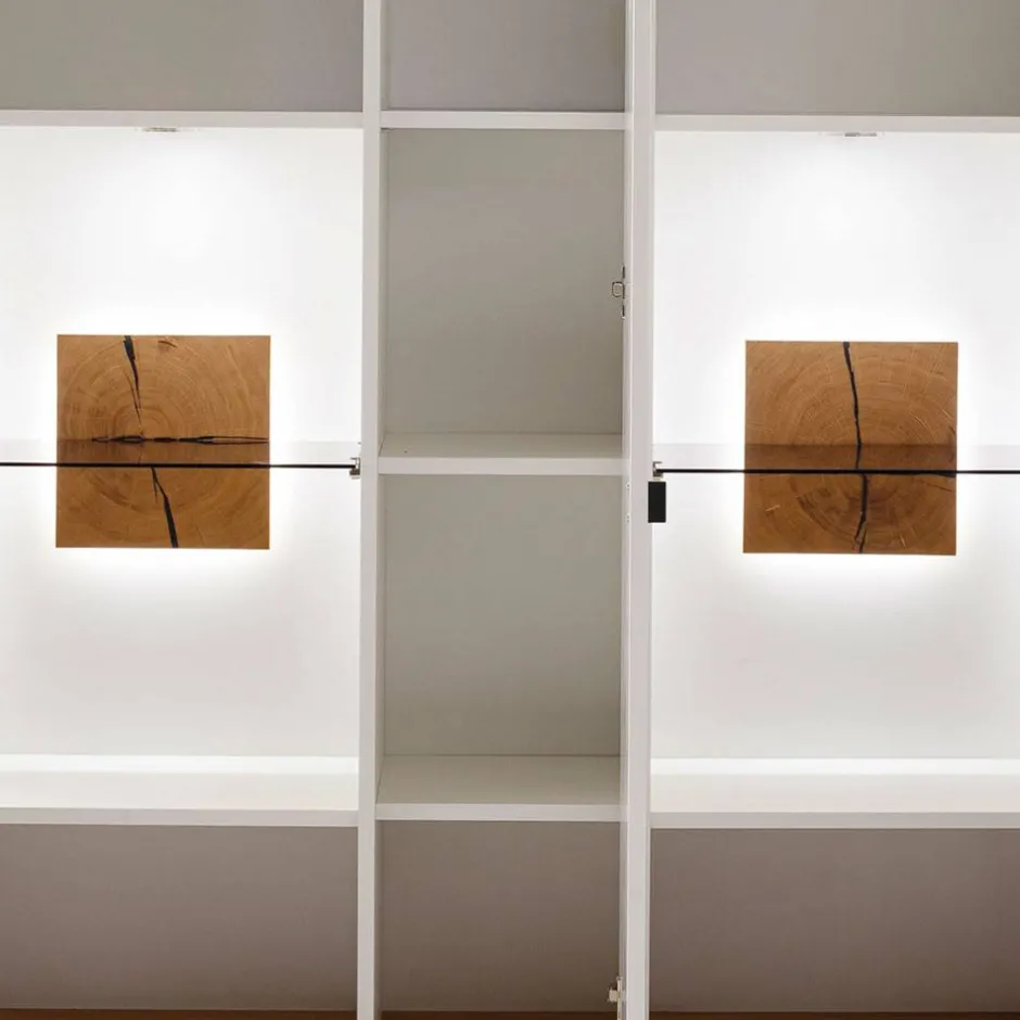 Highboard Vitrine in Soft White und Wildeiche - Yordyn^Wohnen Sale