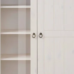 Wohnen Highboard Vitrine in Weiß und Kiefer Honig - Zentra