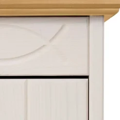 Wohnen Highboard Vitrine in Weiß und Kiefer Honig - Zentra