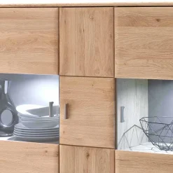Highboard Vitrine Vernella aus Eiche hell geölt^Wohnen Clearance