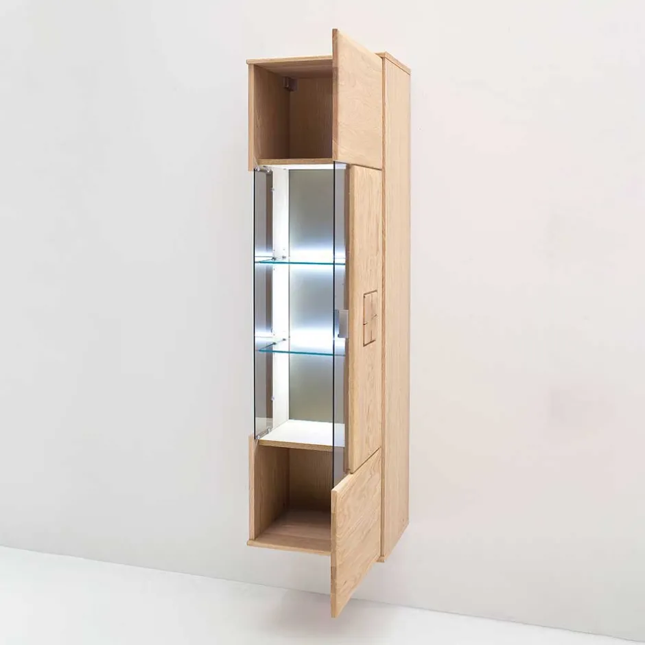 Hängende Vitrine in Eiche Bianco teilmassiv Pontros 1-türig^Wohnen New
