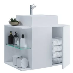 Hängende Waschkommode mit Becken in Weiß - Ziovarica^Wohnen Clearance