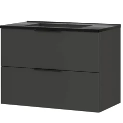 Wohnen Hängender Bad-Waschtisch in Dunkelgrau - Fanito