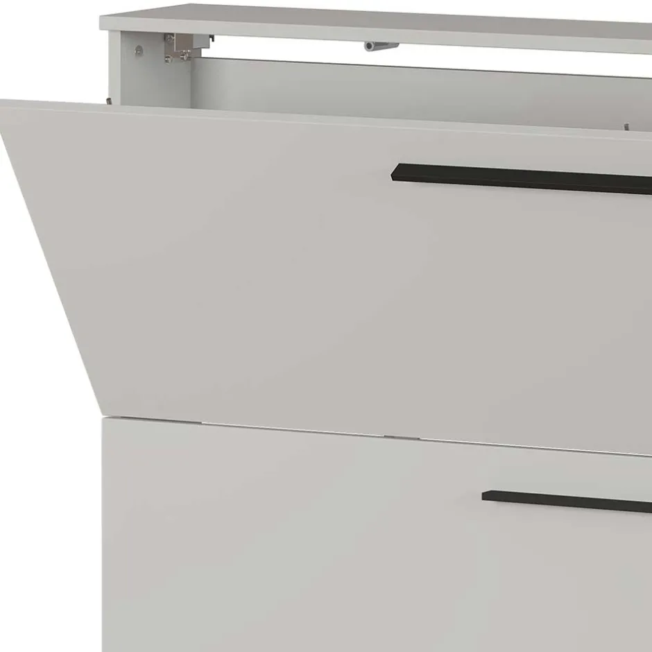 Wohnen Hängender Schuhklappenschrank in Hellgrau - Orica