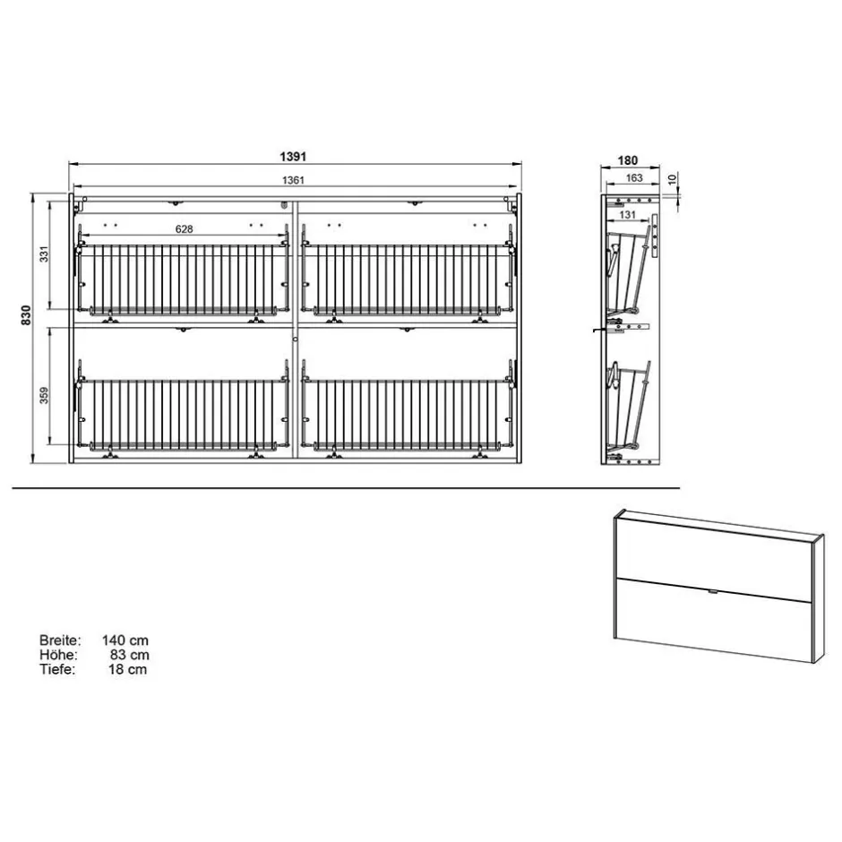Wohnen Hängender Schuhschrank 140 cm breit - Point