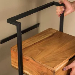 Wohnen Hängender Wand-Nachttisch aus Akazie Massivholz - Lescas