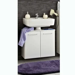 Wohnen Hängender Waschbeckenunterschrank in Weiß - Estateas