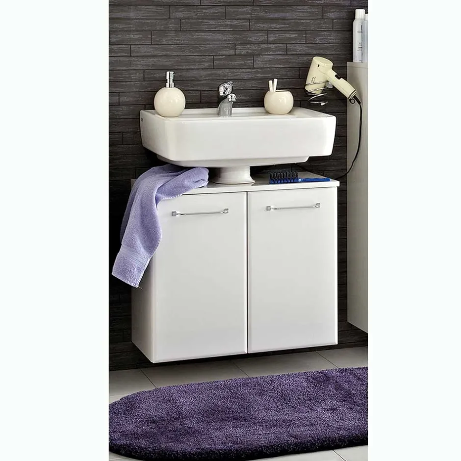 Wohnen Hängender Waschbeckenunterschrank in Weiß - Estateas