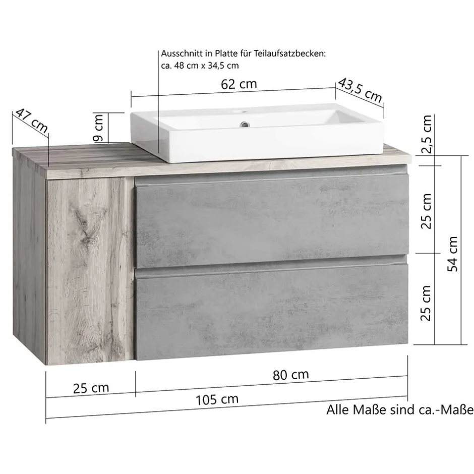 Wohnen Hängender Waschplatz mit Schubladen & Tür - Jambi