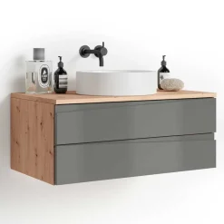 Hängender Waschtisch in Grau und Wildeichefarben - Join^Wohnen Hot