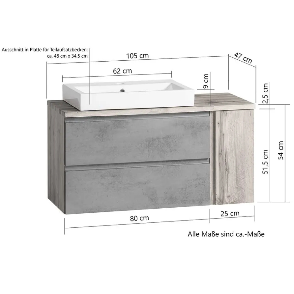 Wohnen Hängender Waschtisch mit aufgesetztem Becken - Jambi