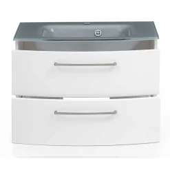 Hängender Waschtisch mit Glasbecken in Grau - Anjunica^Wohnen Sale