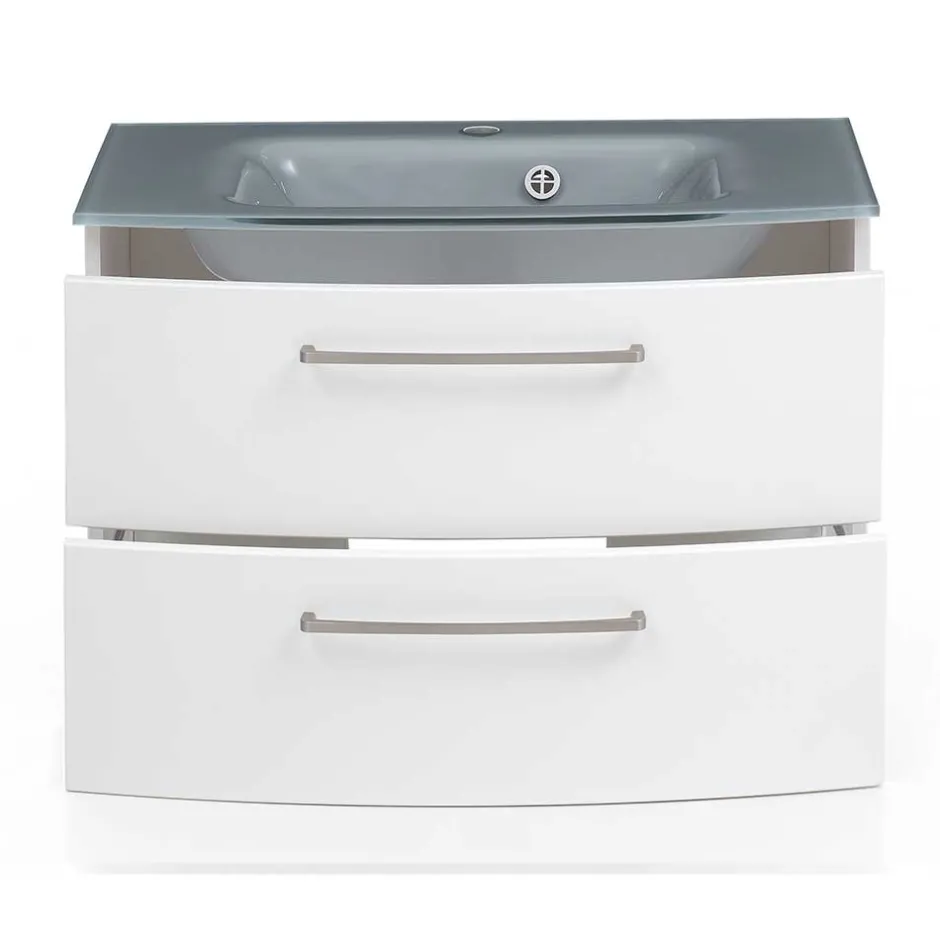 Hängender Waschtisch mit Glasbecken in Grau - Anjunica^Wohnen Sale