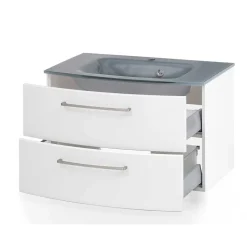 Hängender Waschtisch mit Glasbecken in Grau - Anjunica^Wohnen Sale