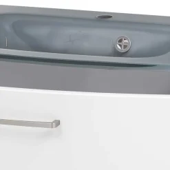 Hängender Waschtisch mit Glasbecken in Grau - Anjunica^Wohnen Sale