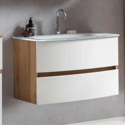 Wohnen Hängender Waschtisch mit Glas Waschbecken - Neuvana