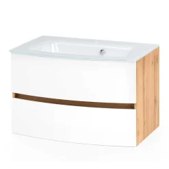 Wohnen Hängender Waschtisch mit Glas Waschbecken - Neuvana