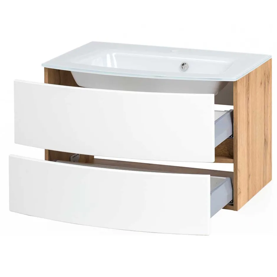 Wohnen Hängender Waschtisch mit Glas Waschbecken - Neuvana