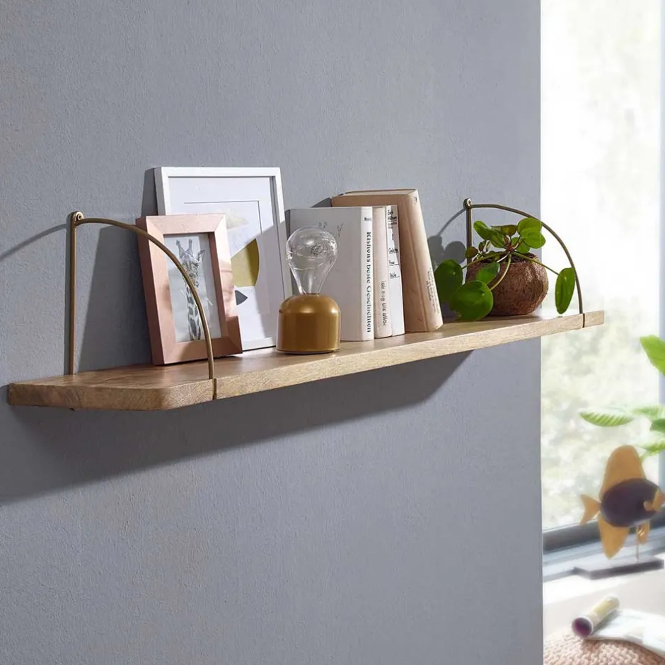 Wohnen Hängeregal aus Mangoholz mit Metall - Leiria