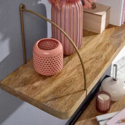 Wohnen Hängeregal aus Mangoholz mit Metall - Leiria