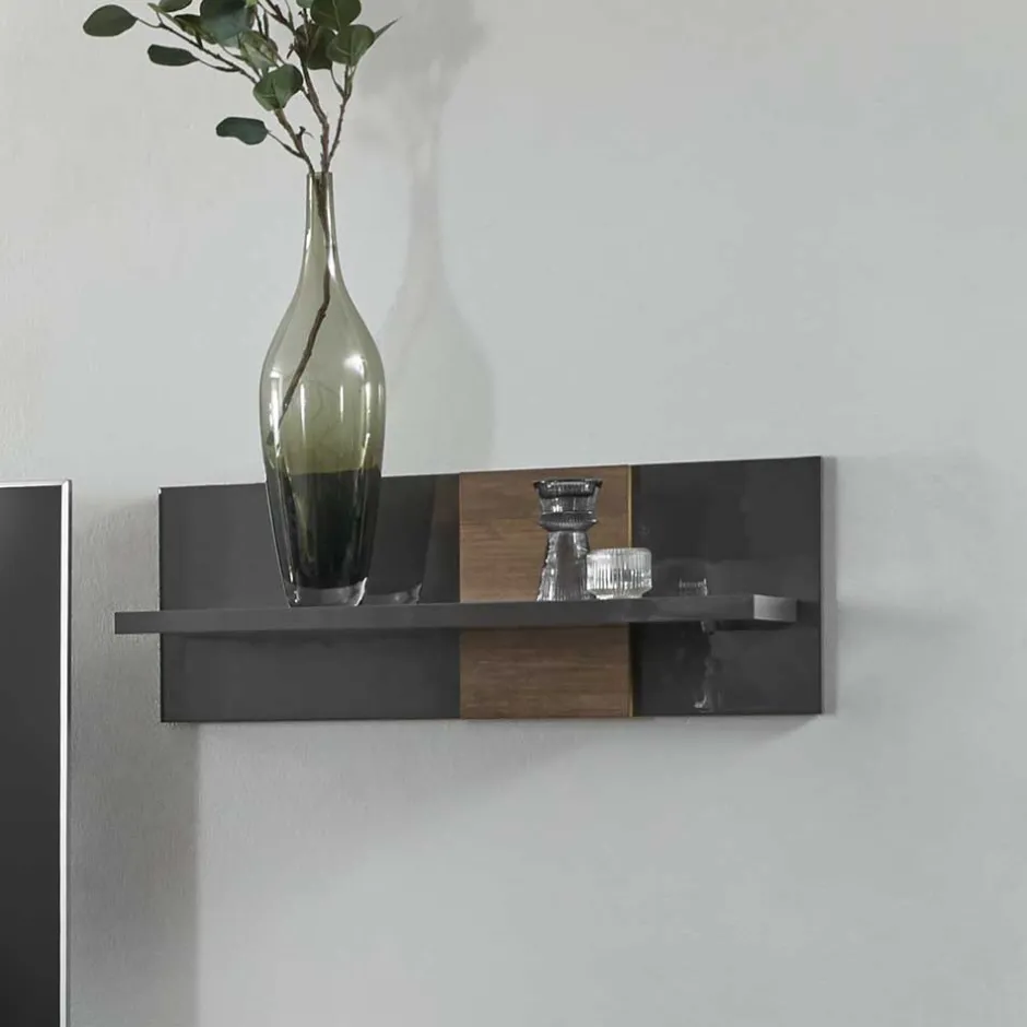 Hängeregal in Dunkelgrau Hochglanz & Eiche - Eracosta^Wohnen Online