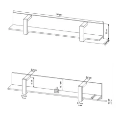Hängeregal in Schwarz - 180 cm - Dudleys^Wohnen Online