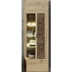 Wohnen Hängevitrine in Wildeiche Holzoptik - Iniaco