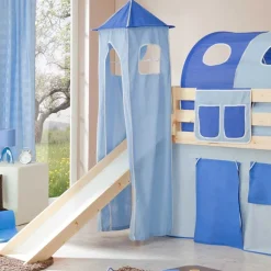 Kinder Wohnen Hochbett Abenteuerbett mit Rutsche & Turm - Janilea