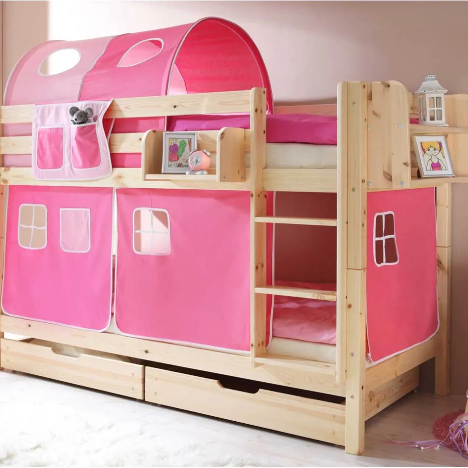 Kinder Wohnen Hochbett Amy in Kiefer Massivholz