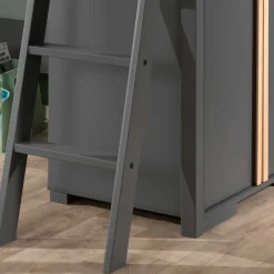 Hochbett mit Schrank in Anthrazit - Waltma (zweiteilig)^Wohnen Outlet