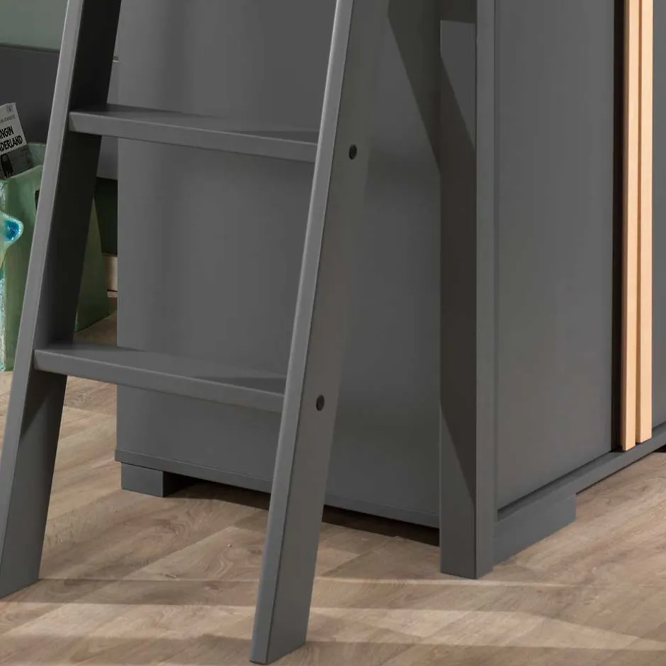 Hochbett mit Schrank in Anthrazit - Waltma (zweiteilig)^Wohnen Outlet