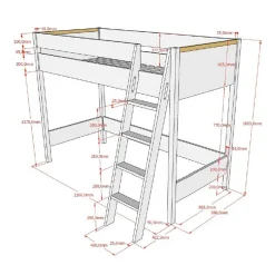 Hochbett mit Schrank in Anthrazit - Waltma (zweiteilig)^Wohnen Outlet