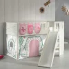 Kinder Wohnen Hochbett mit schräger Rutsche Schmetterlinge und Burg - Jimm
