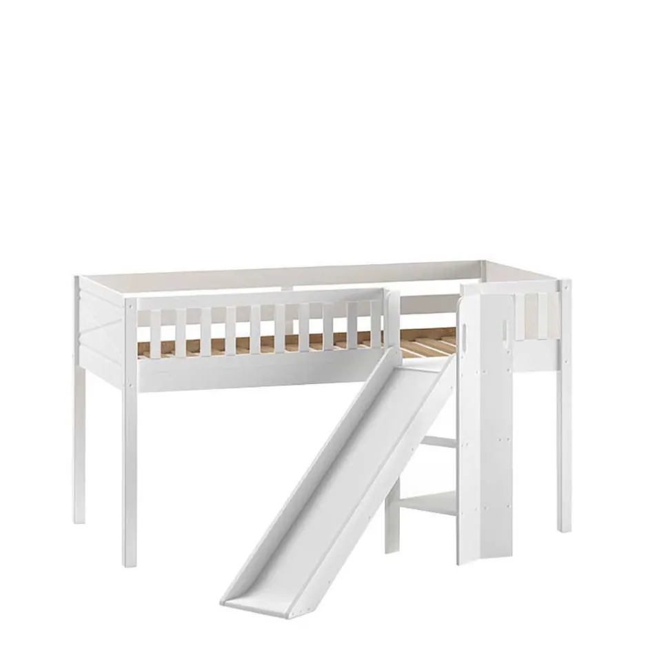 Kinder Wohnen Hochbett mit schräger Rutsche Schmetterlinge und Burg - Jimm