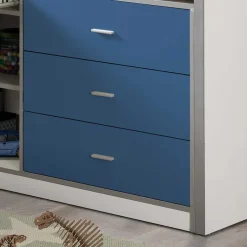 Hochbett Musty in Weiß-Blau^Wohnen Discount