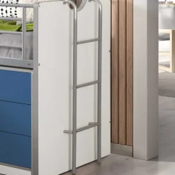 Hochbett Musty in Weiß-Blau^Wohnen Discount