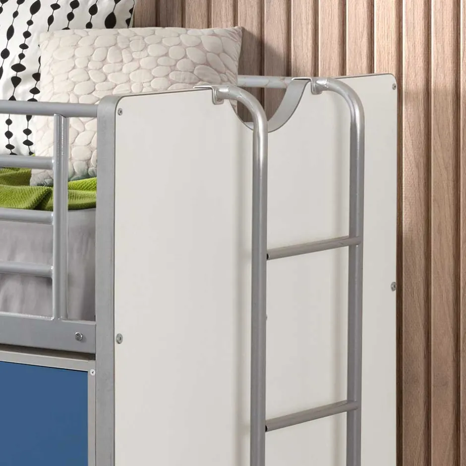 Hochbett Musty in Weiß-Blau^Wohnen Discount