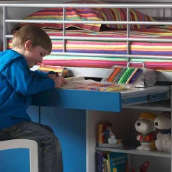 Hochbett Musty in Weiß-Blau^Wohnen Discount