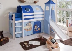 Kinder Wohnen Hochbett Scarlett in Kiefer Massivholz